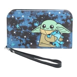 Star Wars Mandalorian Grogu Frog Wallet Wristlet Blue Tie Dye BNWT